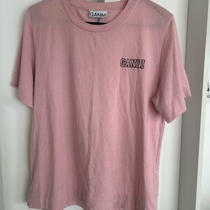 Ganni Pink Short-Sleeve Logo T-Shirt